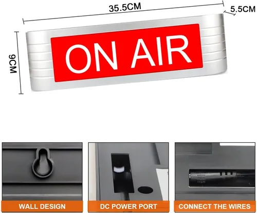 Miniatura 2 de Señal de advertencia de grabación de luz de neón para estación de radio de estudio, oficina o decoración del hogar, diferentes modos de iluminación