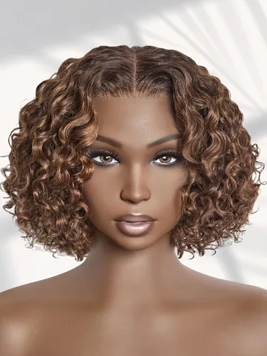 Miniatura 22 de LUVME HAIR - Peluca de cabello humano estilo Bob, de 8 pulgadas, precortada, sin pegamento, con cierre de encaje HD, predepilada, cabello humano