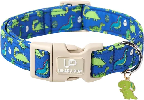 Miniatura 25 de Collar de perro de algodón de dinosaurio con hebilla de metal, collar de regalo para niñas o niños pequeños, medianos y grandes, lindos collares