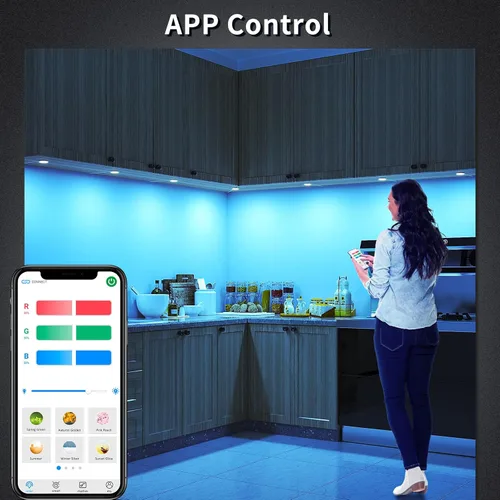 Miniatura 3 de BASON LIGHTING Iluminación RGB para debajo del gabinete, luces de decoración de Halloween, control de aplicación Bluetooth, luces LED de disco