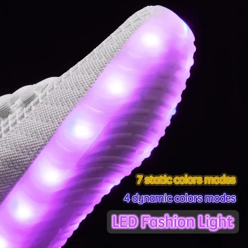 Miniatura 3 de Zapatos iluminados para mujeres y hombres, con carga USB, LED, para adultos, malla de Halloween, brillante, luminoso, entrenadores, bailando