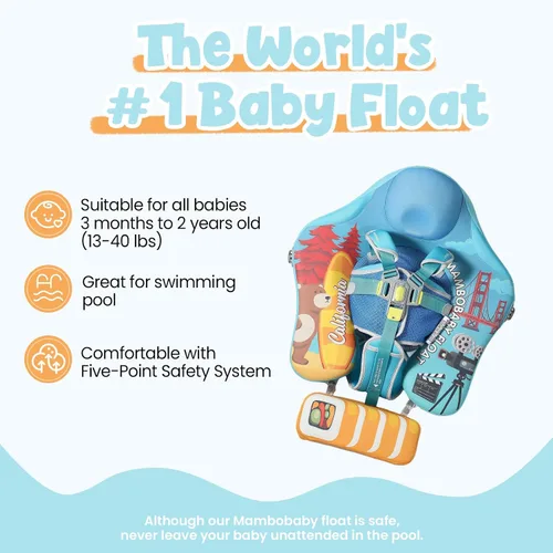 Miniatura 2 de Mambobaby Flotador de piscina para bebés sin deslizamiento con toldo y cola flotador de natación no inflable para bebés, espuma perla, UPF 50+