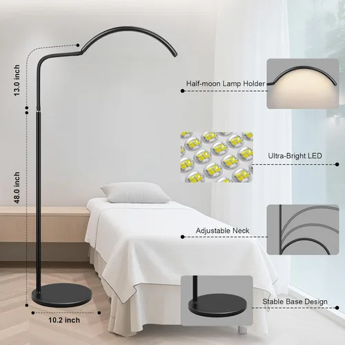 Miniatura 5 de Luz de Piso LED Media Luna - Lámpara Profesional Sin Sombras, Ajustable para Técnicas de Pestañas, Esteticistas y Tatuadores Extensiones