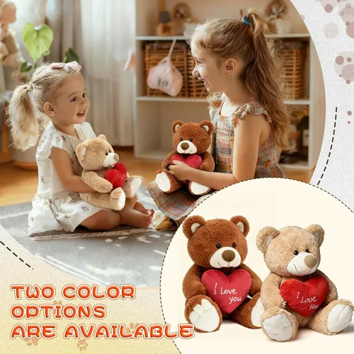 Miniatura 5 de ¡Te quiero! Oso de peluche de 10 pulgadas con corazón rojo, muñeca de oso de peluche suave, juguetes de peluche, regalos para ella/novia, amante