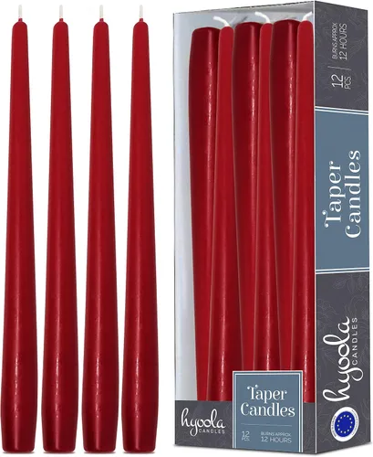 Miniatura 8 de Hyoola Velas cónicas altas – Velas cónicas sin goteo de 10 pulgadas color rojo cereza – 8 horas de tiempo de combustión – 12