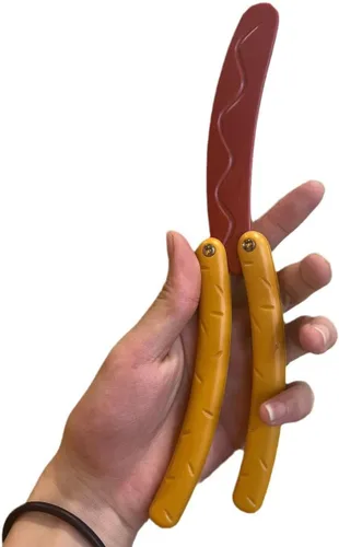 Miniatura 4 de RMISODO 2 piezas de juguete de navaja mariposa de perrito caliente, forma colorida y novedosa, hecho con tecnología de impresión 3D, resistente