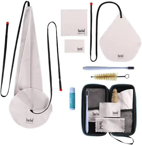 Imelod Kit de limpieza de saxofón con estuche para flauta de clarinete alto tenor y otros estragos de viento y viento de madera, incluyendo paño de