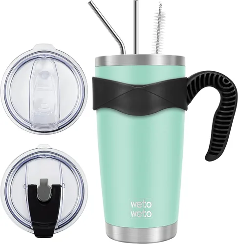 Miniatura 16 de WETOWETO - Vaso de viaje con aislamiento de 20 onzas, de acero inoxidable, con doble pared, a prueba de fugas, taza de café con revestimiento