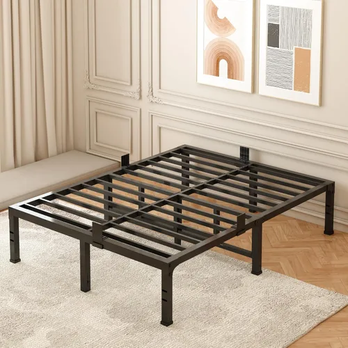 Miniatura 9 de FUIOBYVV Marcos de Cama Individual, Marco de Cama de Plataforma de Metal Resistente de 18 Pulgadas Tamaño Individual Soporta Hasta 3500 Libras, No