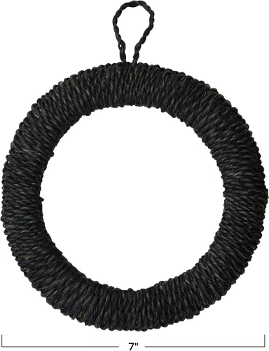 Miniatura 2 de Bloomingville Salvamanteles de cuerda de abacá redondos tejidos a mano, 7 pulgadas, color negro