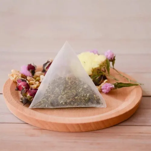 Miniatura 2 de Bolsa de té vacía desechable gris, 100 unidades, de nailon, con cierre plegable, filtro de sellado térmico, bolsa de té desechable simple, bolsa