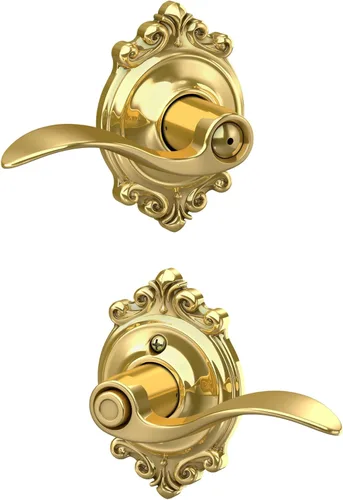 Miniatura 130 de SCHLAGE - Manija de puerta Accent con cerradura de paso libre para pasillo y armario en bronce antiguo - F10 ACC 716 Bronce Envejecido