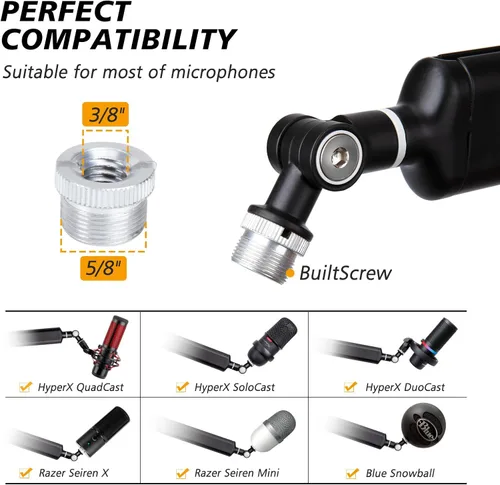 Miniatura 4 de SUNMON Shure SM7B - Brazo de brazo con filtro emergente, brazo de micrófono de ajuste gratuito compatible con micrófono SM7B, parabrisas