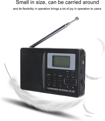 Miniatura 4 de Radio portátil AM FM SW, mini FM AM SW MW receptor Vintage Pocket Radio, CS 106 Radio de banda completa con auriculares para regalos Familia