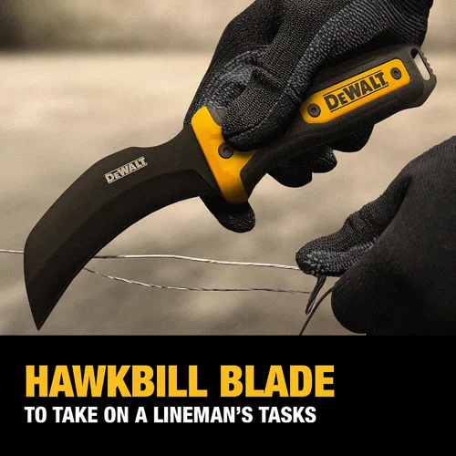 Miniatura 2 de DEWALT Cuchillo de Línea Hawkbill – Cuchillo de Hoja Fija para Despegar Cables para Trabajos Eléctricos y Corte Utilitario para Electricistas