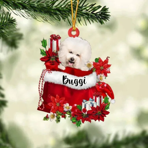 Miniatura 121 de Perro Akita Inu personalizado en bolsa de regalo, adorno de Navidad, nombre personalizado, regalo para amantes de los perros, familia, Navidad