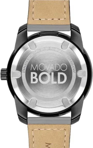 Miniatura 4 de Movado Bold 3600695 - Correa de cuero gris con esfera negra Trend Verso para hombre, Negro