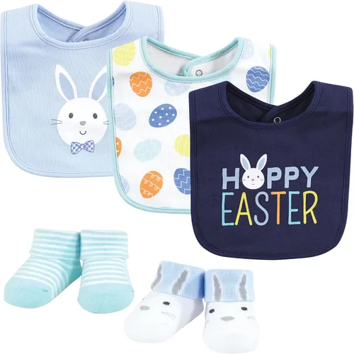 Miniatura 168 de Hudson Baby Conjunto de babero y calcetines unisex de algodón para bebé