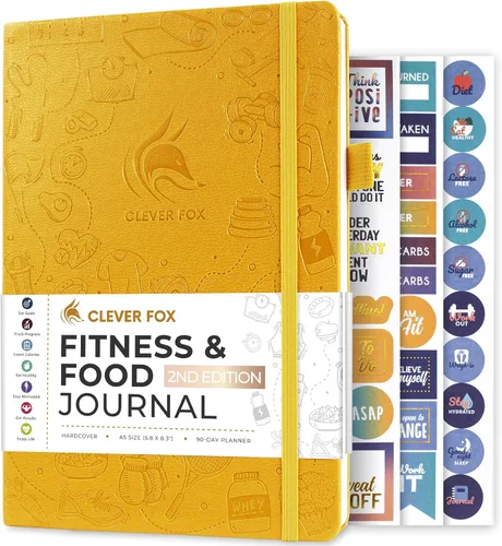 Clever Fox Diario de fitness & Food – Planificador de nutrición y entrenamiento para mujeres y hombres – Libro de registro de ejercicio de dieta y