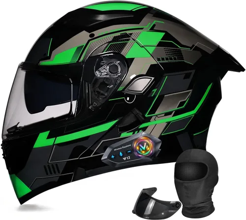 Miniatura 8 de Casco Modular Moto con Bluetooth Integrado, Doble Visera, Ventilación Múltiple, Forro Extraíble, ABS de Alta Densidad, DOT Homologado para Hombres