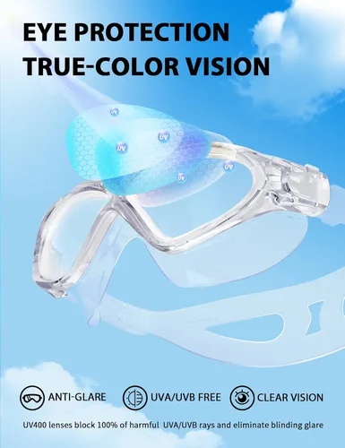 Miniatura 6 de Gafas de natación para adultos, gafas de natación de silicona líquida antivaho para hombres y mujeres con visión clara de 180° y antiniebla/UV