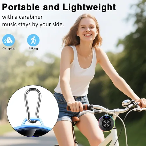 Miniatura 5 de Altavoz Bluetooth, altavoz de ducha portátil con gancho, altavoces Bluetooth impermeables IPX7 con ventosa, pantalla digital/de tiempo, sonido