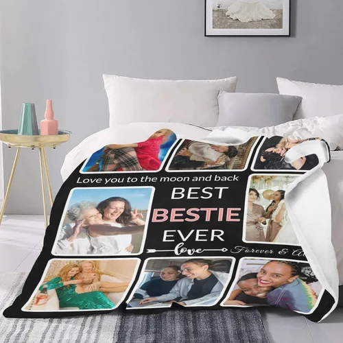 Miniatura 5 de Cobija personalizable con fotos; haz una cobija personalizable con imágenes para el recuerdo; regálale a tu mejor amiga una manta sublimada Mejores
