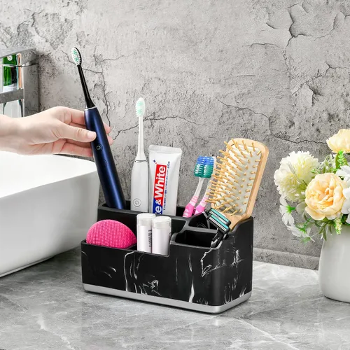 Miniatura 2 de VITVITI Portacepillos de dientes para baño, organizador de baño, encimera de baño, 5 compartimentos, accesorios de baño, almacenamiento para pasta