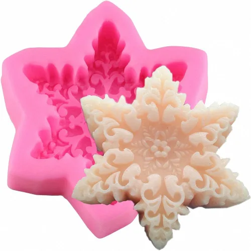 MoldFun Molde de silicona en forma de copo de nieve de Navidad para chocolate y caramelo cera derretir jabón Oreo vela resina jabón goma pasta