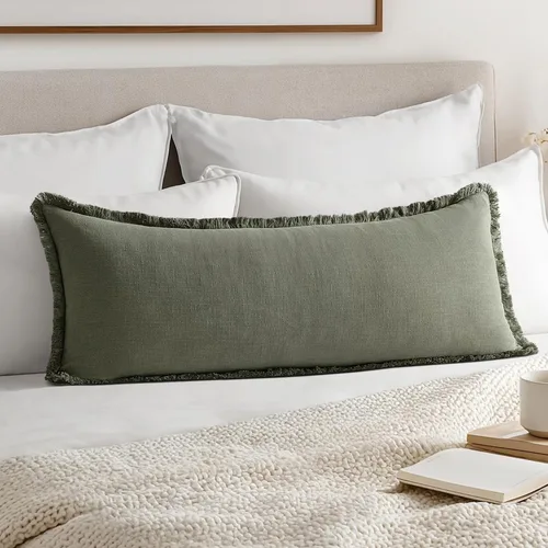 Miniatura 9 de MIULEE Juego de 1 fundas de almohada decorativas de lino neutro con flecos, fundas de cojín de estilo bohemio para sillón, sofá, cama, sala