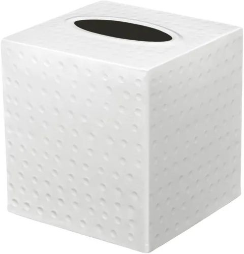 Miniatura 10 de Caja de pañuelos Monarch Abode Cuadrada – Caja de soporte de pañuelos de metal de peltre martillado a mano para accesorio de baño, cubo decorativo