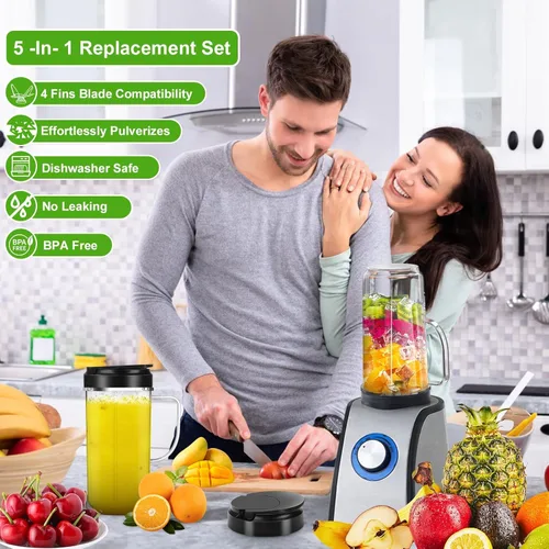 Miniatura 9 de Paquete de 2 tazas mezcladoras Magic Bullet de 22 onzas con tapa abatible para llevar, taza de repuesto con asa, compatible con tazas y tazas Magic