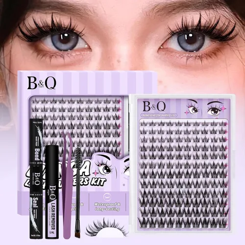 Miniatura 18 de B&Qaugen Pegamento de pestañas impermeable de 0.3 fl oz para pegar y sellar pestañas para racimos de pestañas, 72 horas, pegamento de pestañas negro