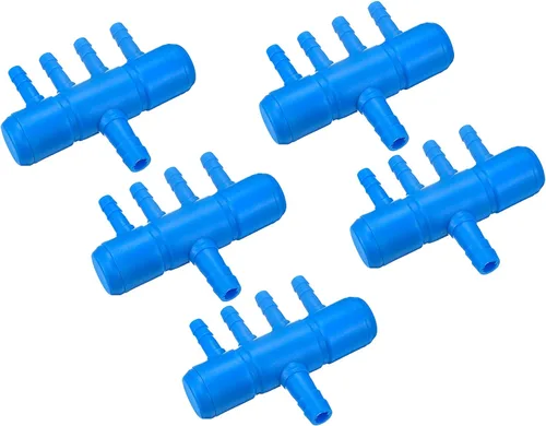 Miniatura 9 de uxcell 5 unids 0.315 in a 0.217 in 2 vías línea de aire tubo divisor conector pecera tanque oxígeno tubo aire adaptador para acuario, azul