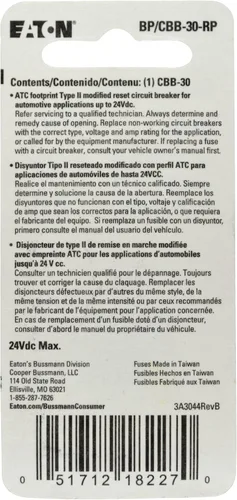 Miniatura 2 de Bussmann (BP/CBB-30-RP) Disyuntor de cuchilla ATC tipo II de 30 amperios