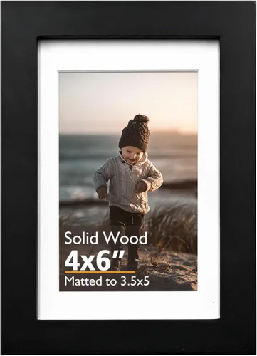 Miniatura 105 de KINLINK 3.5x5 Picture Frame, Ash Black Solid Wood Frame with Plexiglass for Table Top and Wall Mounting, Photo Frame for Horizontal or Vertical