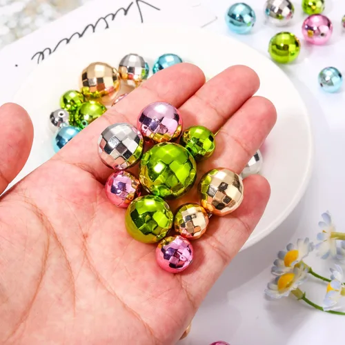 Miniatura 5 de 100 cuentas de bola de discoteca para hacer joyas, dijes reflectantes de bola de espejo para pulseras, collares, aretes, manualidades, accesorios