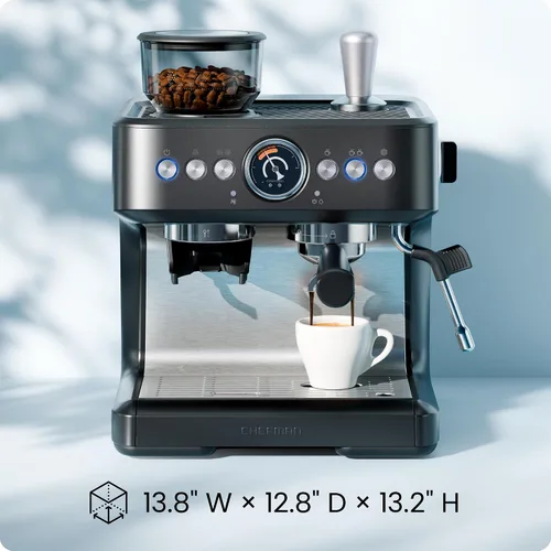 Miniatura 8 de Chefman Crema Deluxe - Máquina de café expreso con doble caldera, utiliza espumador de leche y café espresso simultáneamente, cafetera profesional
