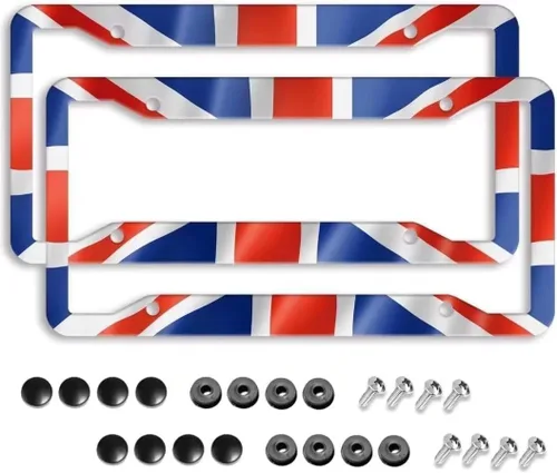 Miniatura 12 de Black White Cat License Plate Frame 2 Pack Cute Animal Cat Pattern Car Tag Holder with Screws Caps Aluminum Metal 12.3 x 6.3 Inch 2 Holes Design