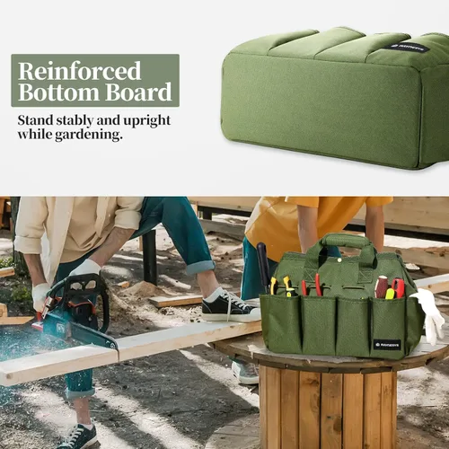 Miniatura 4 de Raynesys Bolsa de mano de jardín, organizador de herramientas de jardinería con bolsillos y asa, bolsa de almacenamiento de jardín resistente 900D