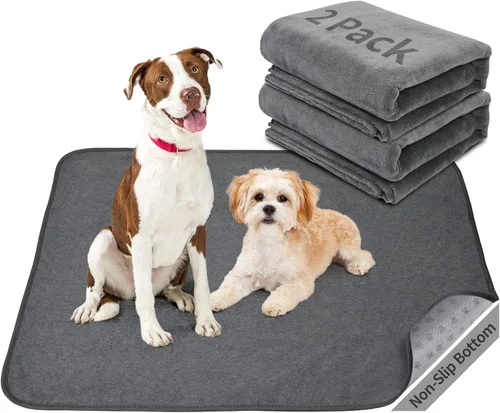 Miniatura 13 de Almohadillas lavables para orina de perro 24x36 pulgadas paquete de 2 reutilizables, alfombrillas absorbentes antideslizantes para perros