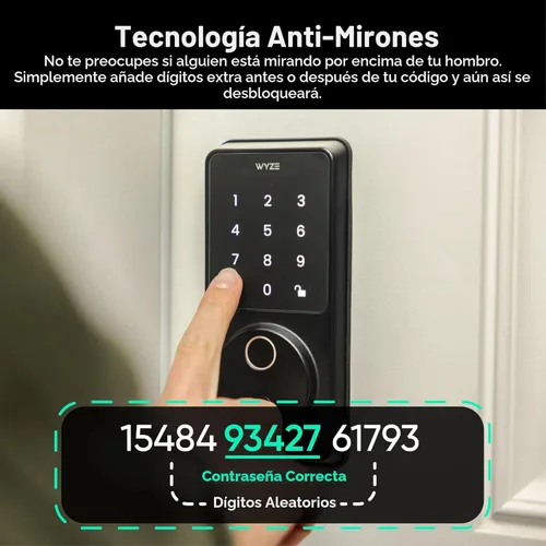 Miniatura 9 de Wyze Auto-Lock Bolt v2, cerradura inteligente de entrada sin llave con huella dactilar, escáner de aprendizaje AI con Wi-Fi, cerrojo de puerta
