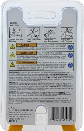 Miniatura 14 de IDEAL Electrical 45-249 12/2 NM T-Stripper - 2/12 AWG, pelacables con agujeros de bucle, nariz de alicate, apertura automática con resorte
