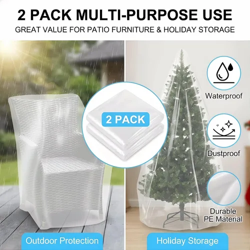 Miniatura 7 de Paquete de 2 fundas transparentes para sillón reclinable, protectores de fundas de plástico impermeables para sillas, funda