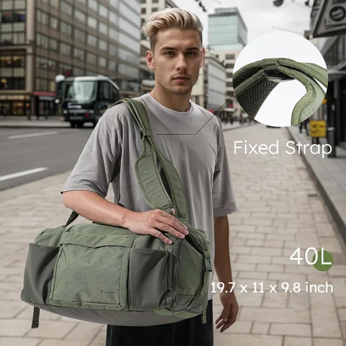 Miniatura 3 de Bolsa de gimnasio para hombre con compartimento para zapatos y bolsillo húmedo, bolsa de lona convertible y mochila de gimnasio, bolsas deportivas