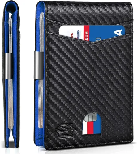 Miniatura 140 de Zitahli - Billetera delgada con 12 ranuras para tarjetas, ventana de identificación con clip para dinero, bolsillo frontal RFID plegable, pequeña