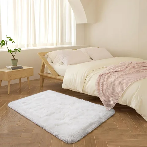 Miniatura 27 de HOMORE Alfombra de pasillo de 2 x 4 pulgadas, alfombra negra para dormitorio, alfombras esponjosas para pasillo, mesita de noche, alfombras largas