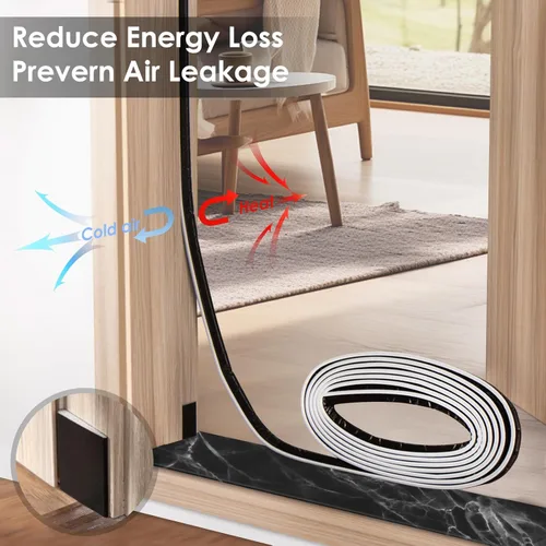 Miniatura 4 de Cinta de sellado Kerf para puerta con sello para brecha grande, sello de puerta exterior, sello de clima para puerta (12.19 metros, negro)