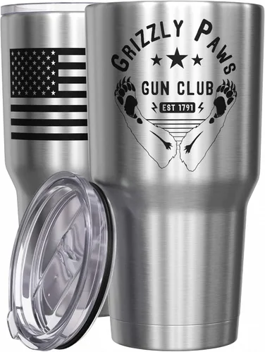 Miniatura 25 de We The People Holsters - Momma Bear - Vaso de café - Taza de viaje de café con bandera americana - Vaso grabado - Vaso termo doble - 30 onzas