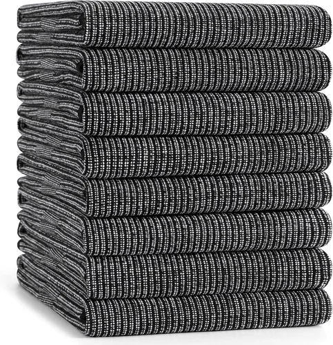 Miniatura 21 de Mordimy Paquete de 6 paños de cocina de alta calidad (18 x 28 pulgadas, negro), toalla de mano grande de algodón, paños planos y de rizo para secar